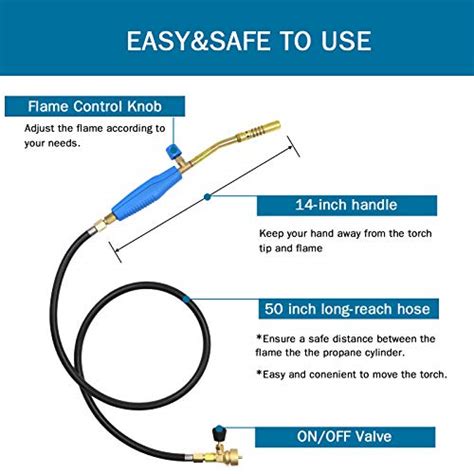 Propane Torch with Hose and Three Burners, Portable Propane Torch for Soldering Welding Heating ...