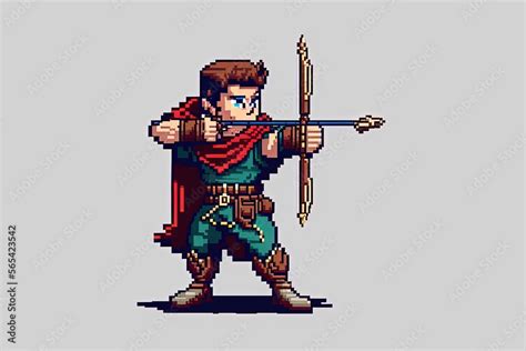 Pixel art archer character for RPG game, character in retro style for 8 bit game Stock ...