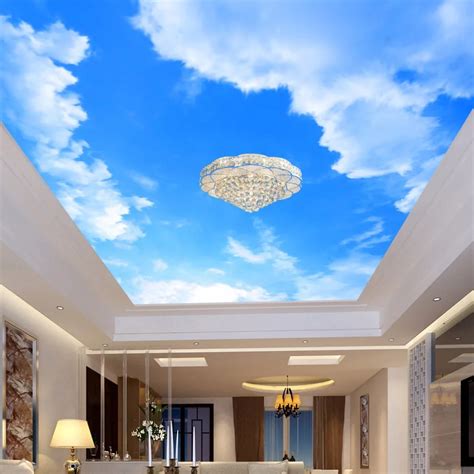 3D Wall Mural Wallpaper Blue Sky And White Clouds Ceiling Mural Living Room Bedroom Ceiling ...