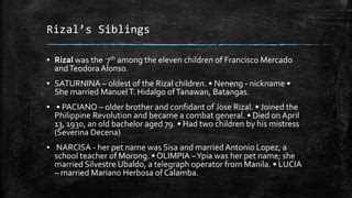 Jose Rizal Mercado Family History | PPT