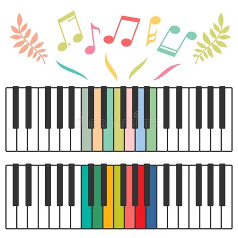 Colored Piano Keys And Notes Vector Illustration Stock Vector - Image: 52698031