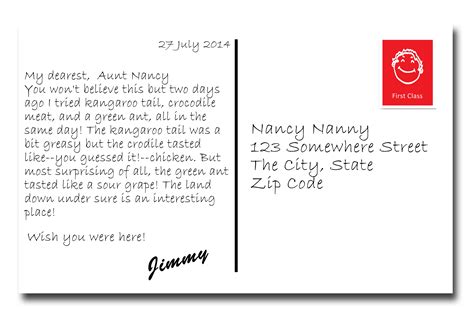 Free Postcard Writing Template