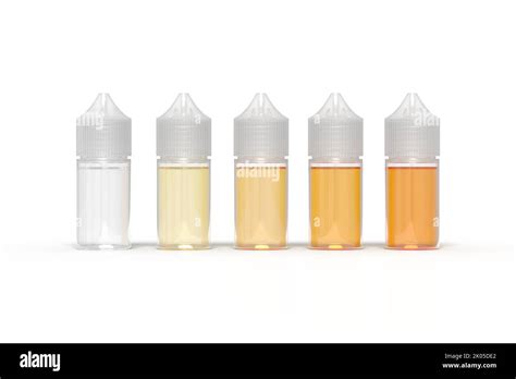 Illustration of vape juice nicotine colors side by side, stages of de-coloration or nicotine ...