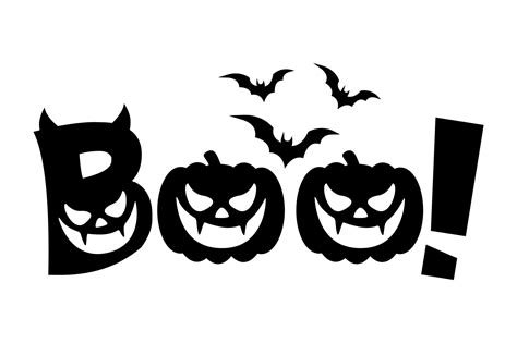 Boo. Halloween boo, flat words with pumpkin and bats 23480317 Vector ...