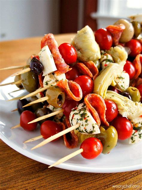 Antipasto Skewers: An Easy Party Food! - The Weary Chef