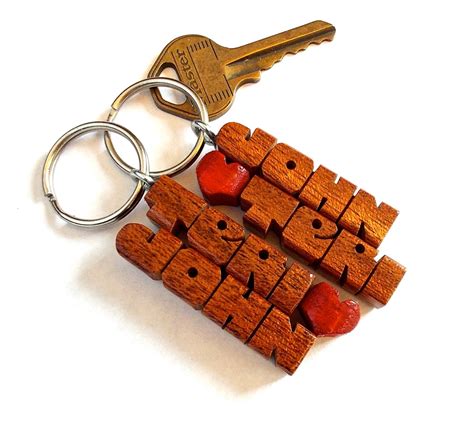 Mahogany Wood 2-Liner Keychain Names Custom Carved to Order | Etsy