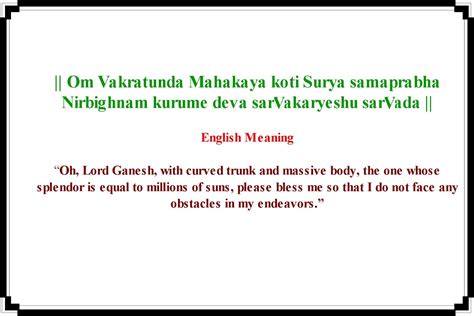 Lord Ganesha Mantra with meaning in English !!!!!! - WhatsApp Text | Jokes | SMS | Hindi | Indian