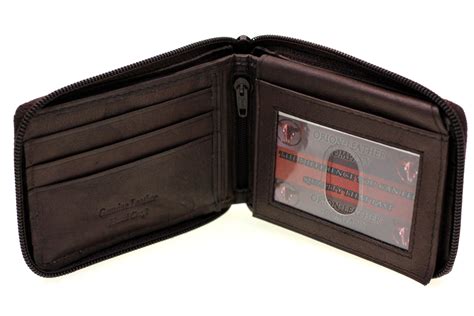 Mens Bifold Wallet Zipper Closed Zip Around Flap Up Genuine Leather New