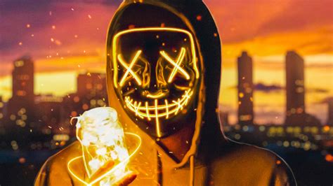 Neon Mask Guy With Light Cube, HD Artist, 4k Wallpapers, Images, Backgrounds, Photos and Pictures