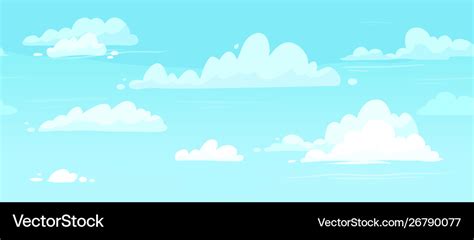 Cartoon cloudy skies puffy clouds in blue sky Vector Image