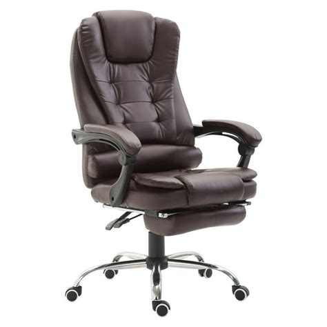 HomCom Reclining PU Leather Executive Home Office Chair With Footrest - Walmart.com - Walmart.com