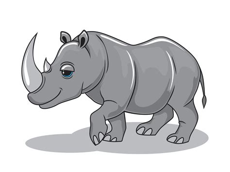 Rhino Cartoon Rhinoceros Illustration Isolated 4296670 Vector Art at ...