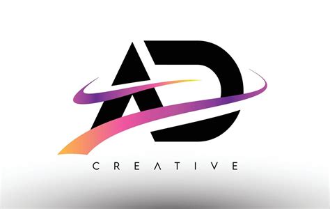 AD Logo Letter Design Icon. AD Letters with Colorful Creative Swoosh Lines 4688144 Vector Art at ...