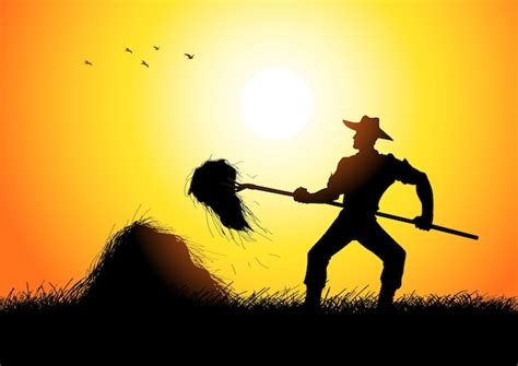 Premium Vector | Silhouette illustration of a farmer