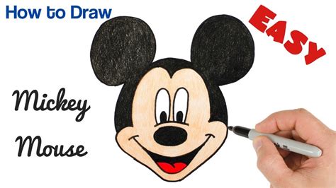 Step By Step Cartoon Mickey Mouse Drawing Easy - Rectangle Circle