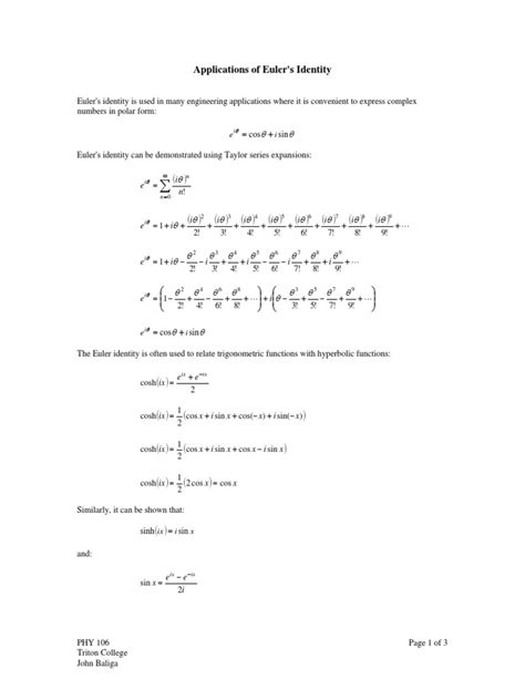 Applications of Euler's Identity | Trigonometric Functions | Sine