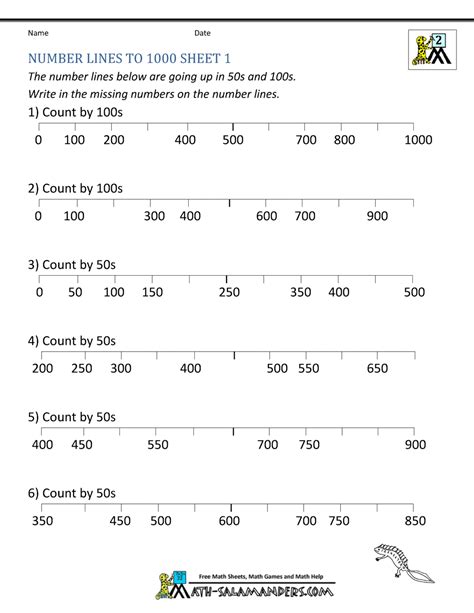 Number Line Worksheets Up To 1000 290