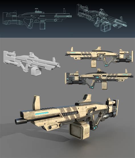 3D model Futuristic Sci-Fi Heavy Assault Rifle VR / AR / low-poly | CGTrader