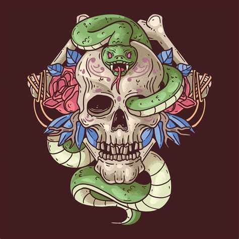 day of the dead skull and snake 9898586 Vector Art at Vecteezy