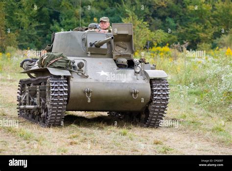 US military army light tank world war two show theater under open sky canon artillery Stock ...