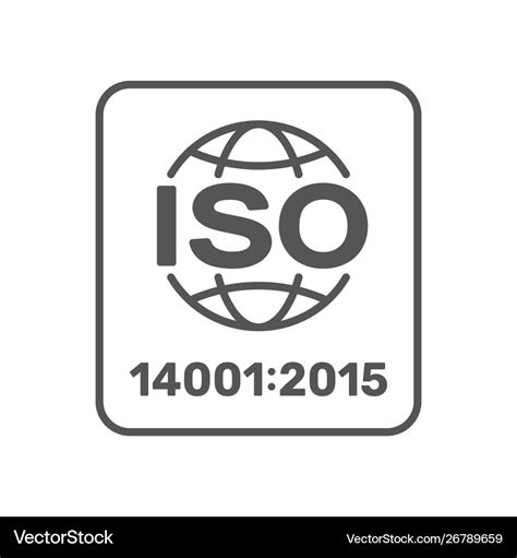 Iso 14001 2015 certified symbol Royalty Free Vector Image