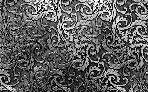 Download wallpapers floral metal patterns, macro, silver metal pattern, metal background ...