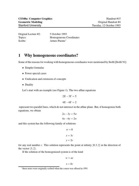 Homogeneous Coordinates | Plane (Geometry) | Equations