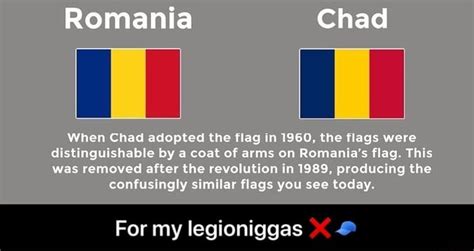 Romania Chad When Chad adopted the flag in 1960, the flags were ...