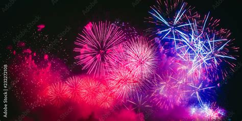 Colorful fireworks explosion on the black background Stock Photo ...