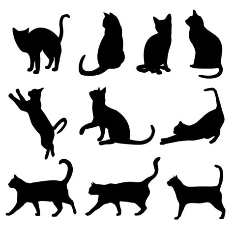 Fluffy Cat Silhouette Clip Art