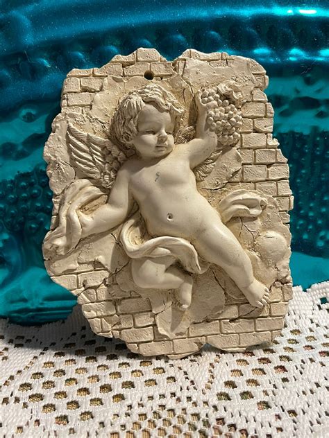 Vintage Small Resin Cherub Wall Plaque - Etsy