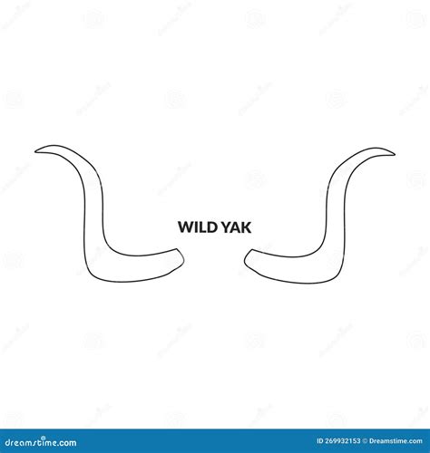 Horn Wild Yak Vector Icon.Outline Vector Icon Isolated on White Background Horn Wild Yak Stock ...