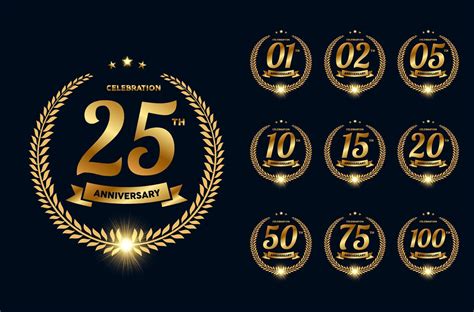 Elegant collection of golden anniversary background template vector 10407852 Vector Art at Vecteezy