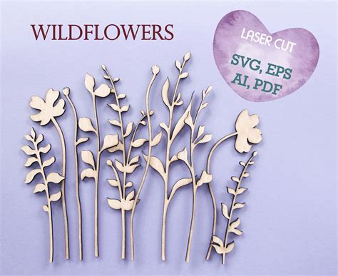 Wildflower Svg Laser Cut File Laser Cut Flower Wooden Bouquet - Etsy Australia