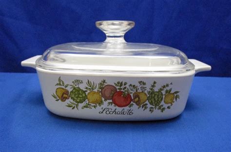 Vintage CorningWare Spice of Life 1 Liter Casserole Dish with Glass Pyrex Lid La Echalote ...