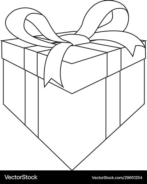 Gift box outline drawing Royalty Free Vector Image