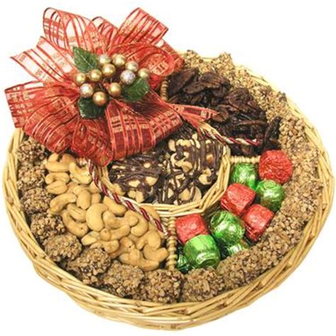 Large Holiday Nut Wicker Gift Tray • Holiday Nut Gift Baskets • Holiday Gifts & Christmas Candy ...