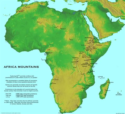 Large detailed Africa mountains map. Large detailed map of mountains Africa | Vidiani.com | Maps ...