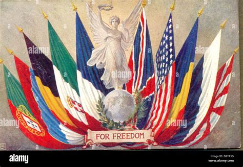 World War One patriotic postcard of allied flags Stock Photo - Alamy