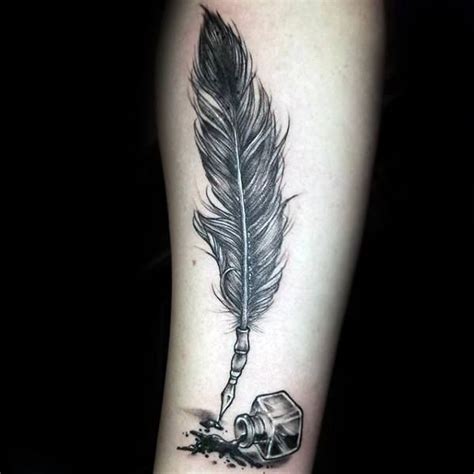 Mens Quill With Spilled Ink Forearm Tattoo Ideas | Pen ink tattoo ...