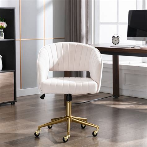 LUXMOD Home Office Task chair with wheels, Upholstered Home Office Desk Modern Swivel Accent ...