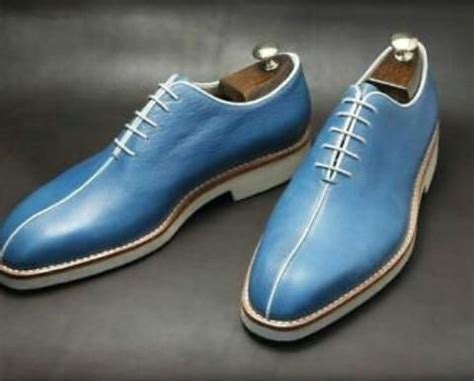 Men Handmade Baby Blue Leather Shoes, Men Fashion Shoes in 2021 | Dress shoes men, Leather shoes ...