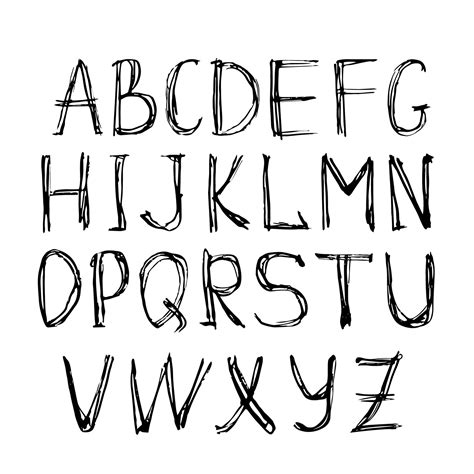 Hand drawn english lettering font isolated on white background. Alphabet, abc. Vector letters ...