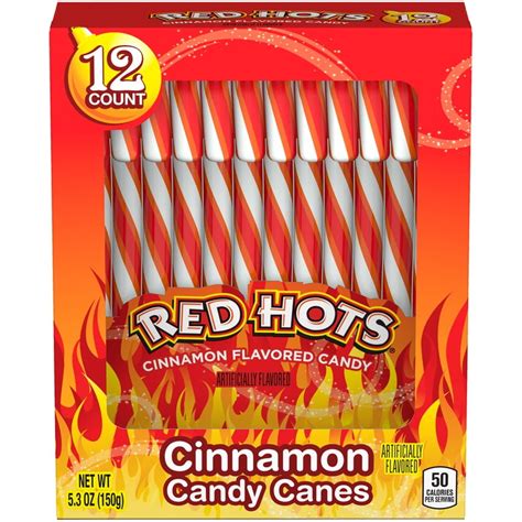 Red Hots Cinnamon Holiday Candy Canes, 12 Count - Walmart.com - Walmart.com