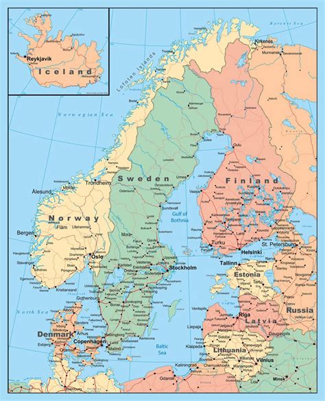 Detailed political map of Scandinavia | Baltic and Scandinavia | Europe ...