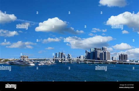 Yachts by Biscayne Bay Bridge Stock Photo - Alamy