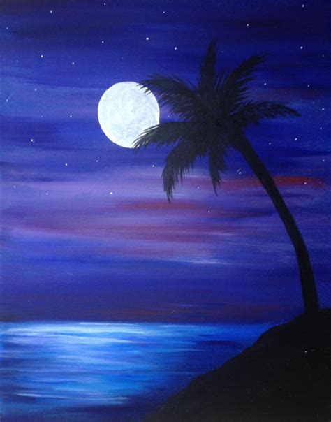 Moonlit Beach at Donovans Reef - Paint Nite Events | Easy landscape ...