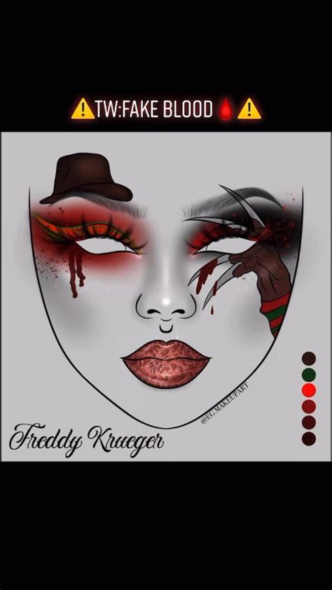 Freddy Krueger♥️💚🩸 FaceChart Created By Eg.MakeupArt💚♥️🩸 Checkout @LovelyCyndey For More♥️💚 ...