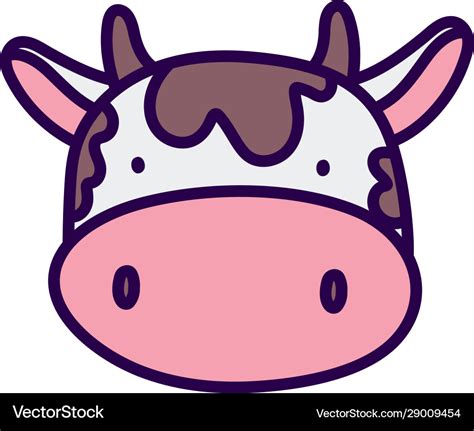 Cute cow face livestock farm animal cartoon Vector Image