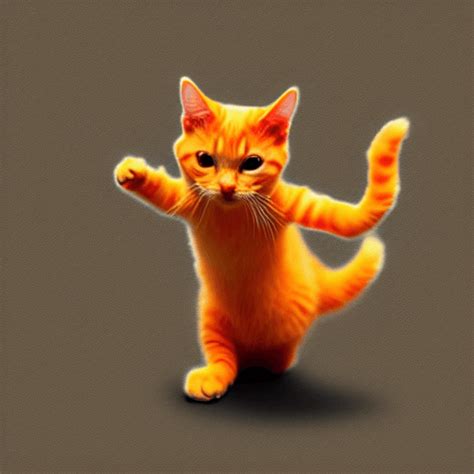 Cute Orange Cat Playing and Dancing · Creative Fabrica